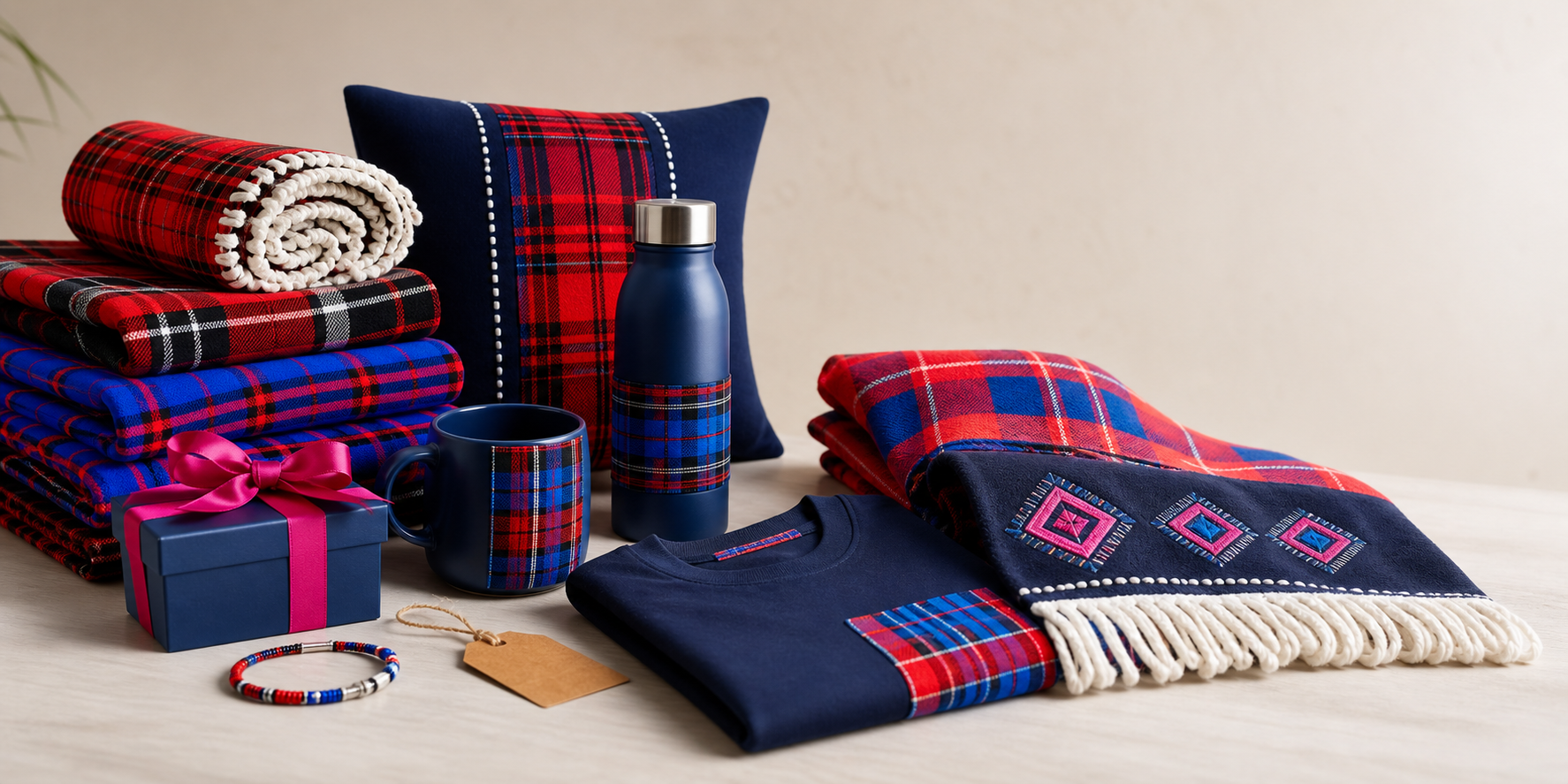 Maasai-inspired gift collection with shuka textiles